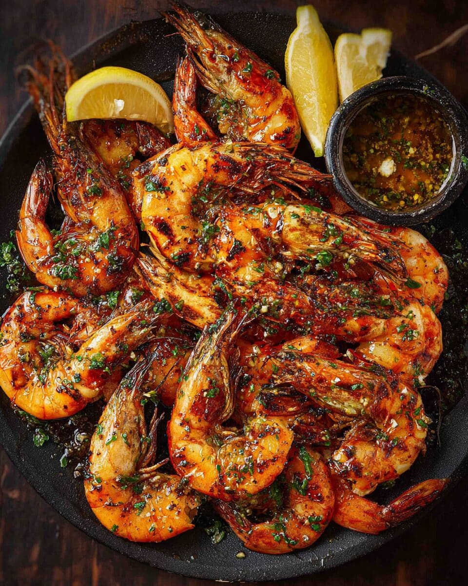 Grilled Prawns with Garlic Butter Sauce