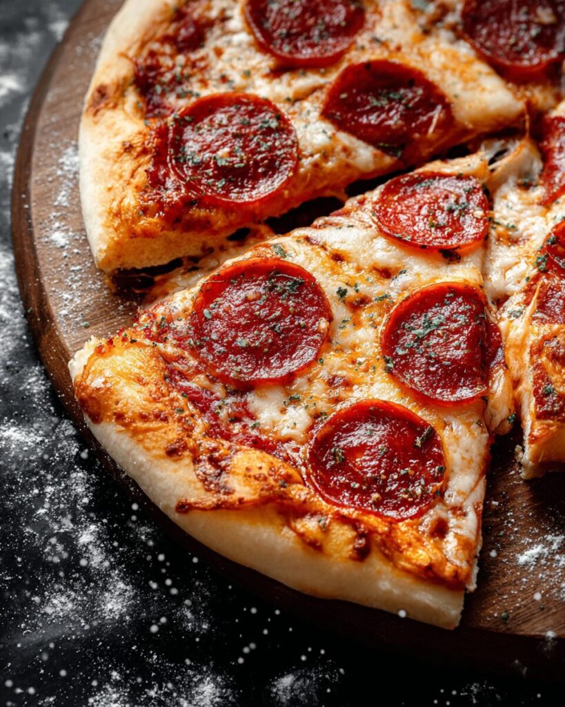 Homemade pepperoni pizza