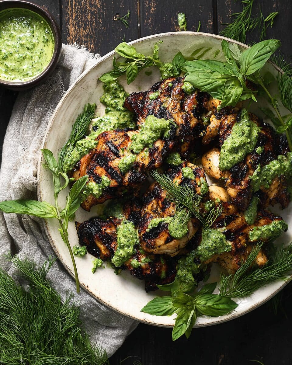 Grilled boneless chicken thighs