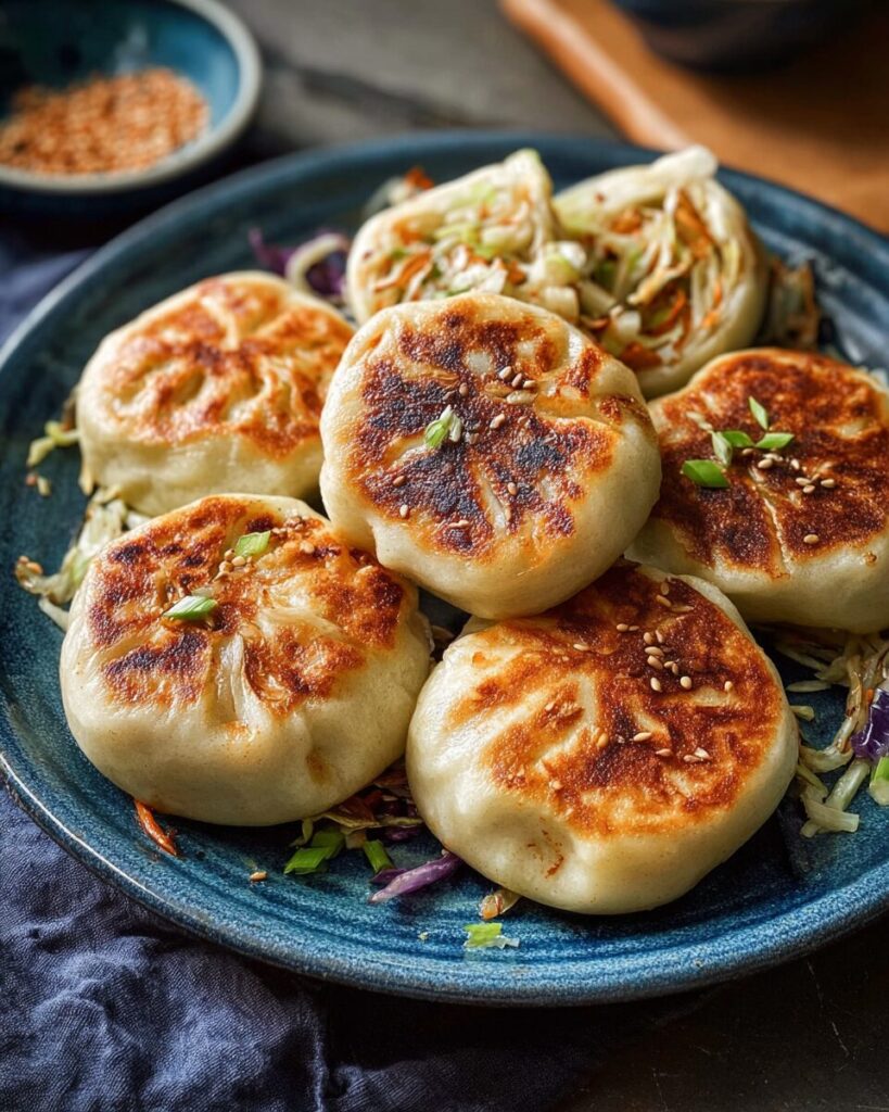 Pan-fried cabbage and noodle buns