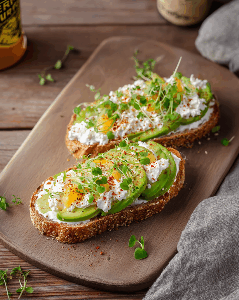 avocado toast with cottage cheese