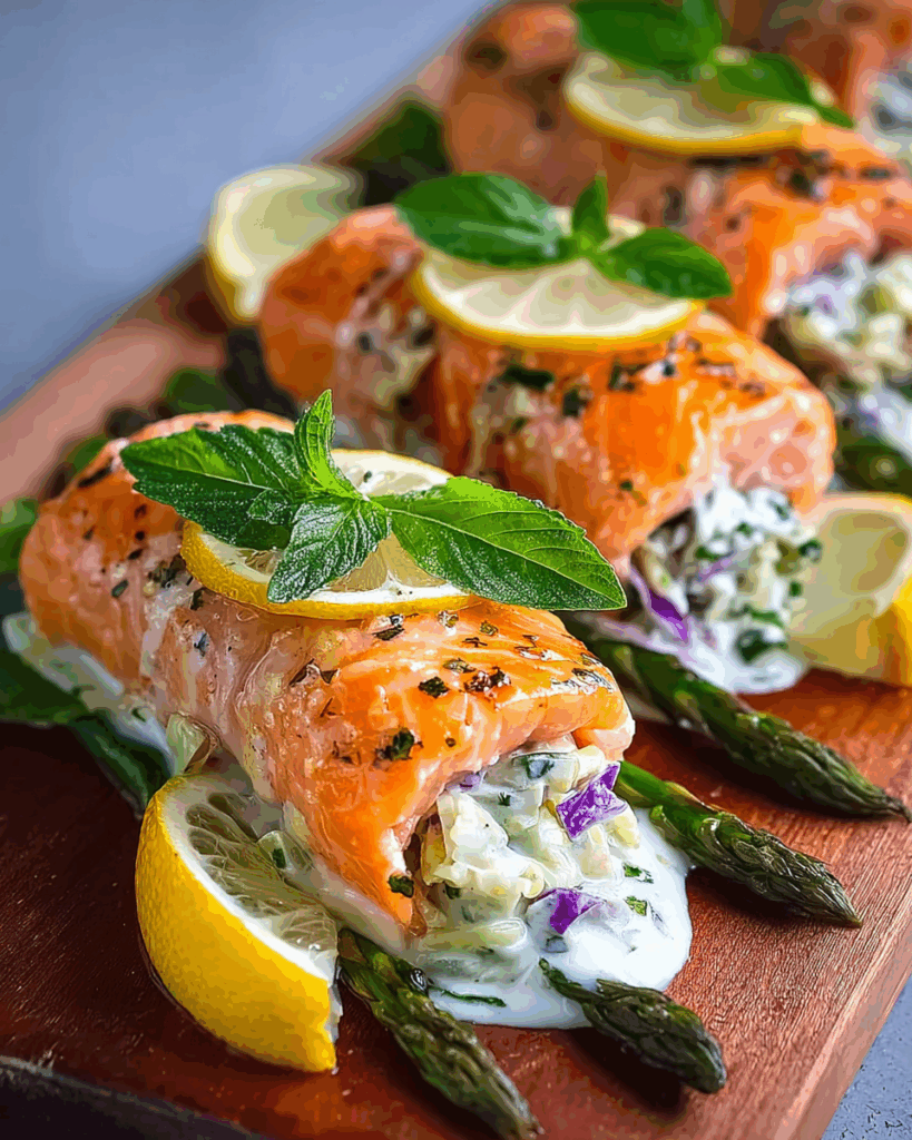 Lemon Basil Salmon Rolls