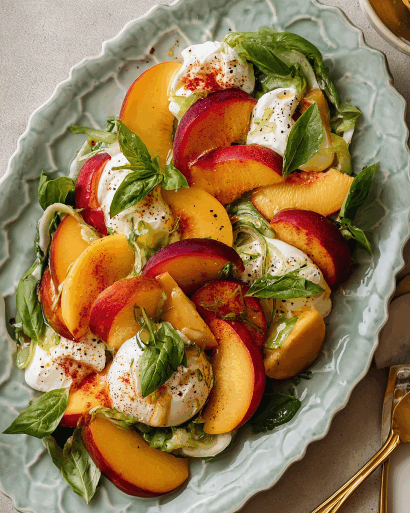 Peach Caprese Salad with Burrata