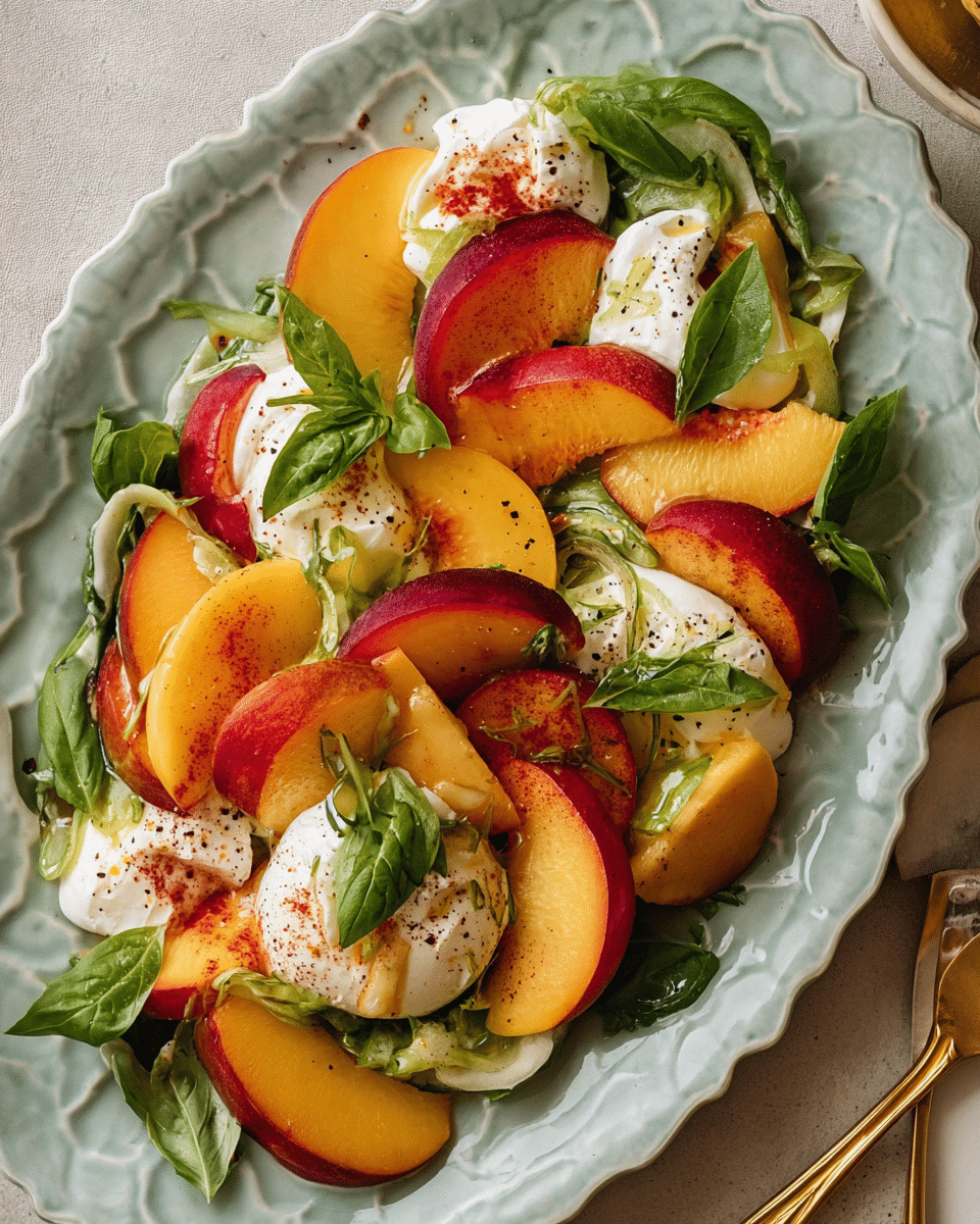 Peach Caprese Salad with Burrata
