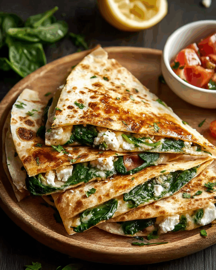 Spinach and Feta Quesadillas