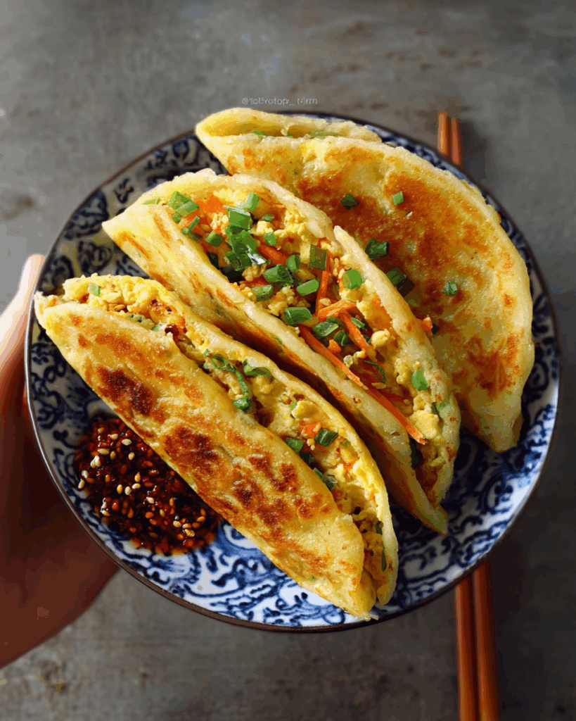 Chinese-Style Savoury Stuffed Breakfast Pancakes