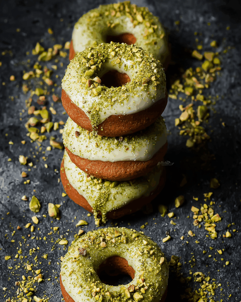 Pistachio Cream White Chocolate Sourdough Doughnuts