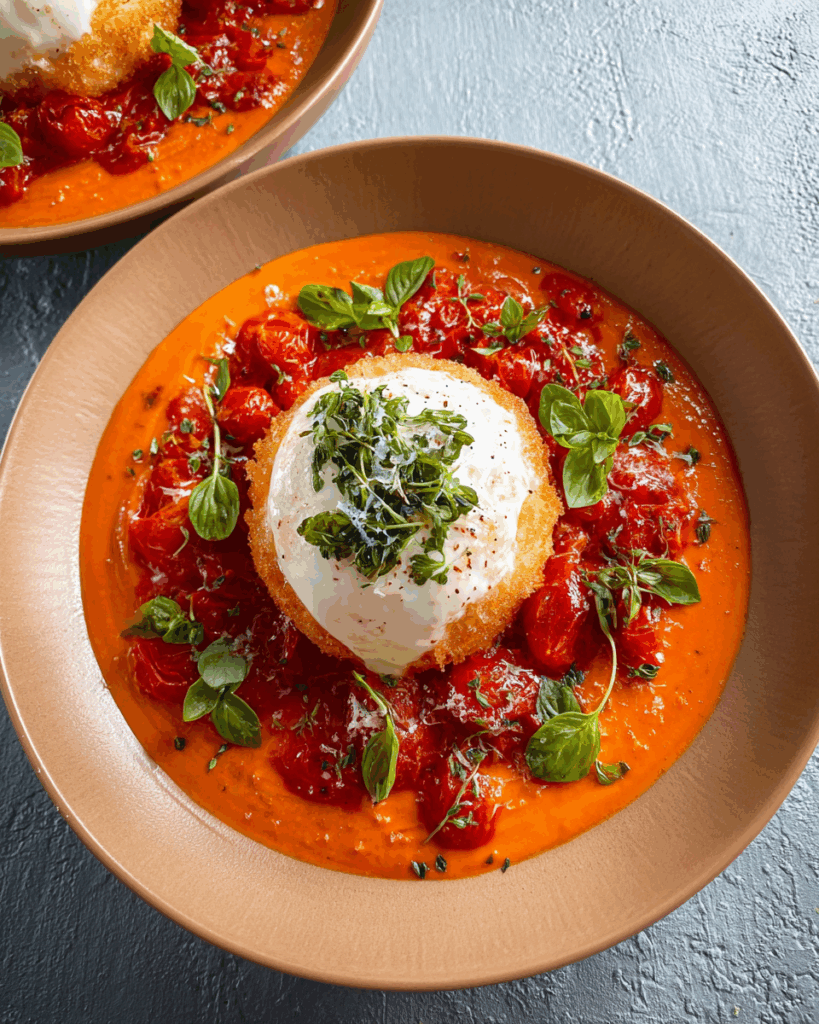 Fried Burrata with Spicy Vodka-Style Sauce
