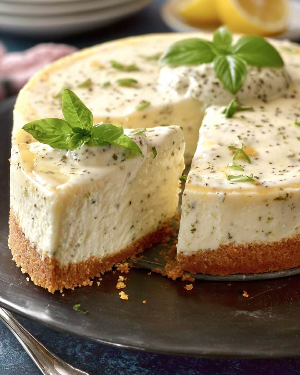 Sweet Basil Cheesecake with Lemon Crust