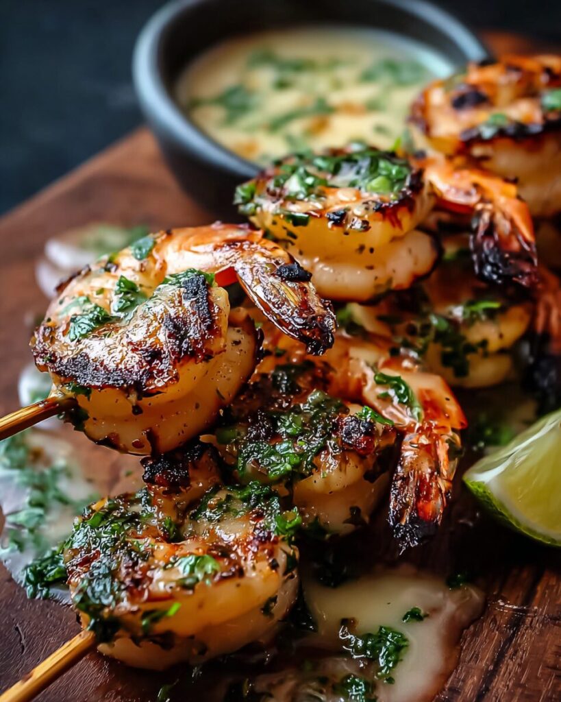 Grilled Shrimp Skewers with Garlic Butter Sauce