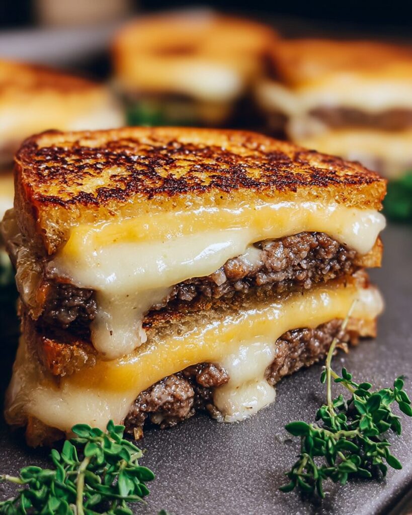 Ground Beef Grilled Cheese Sandwich