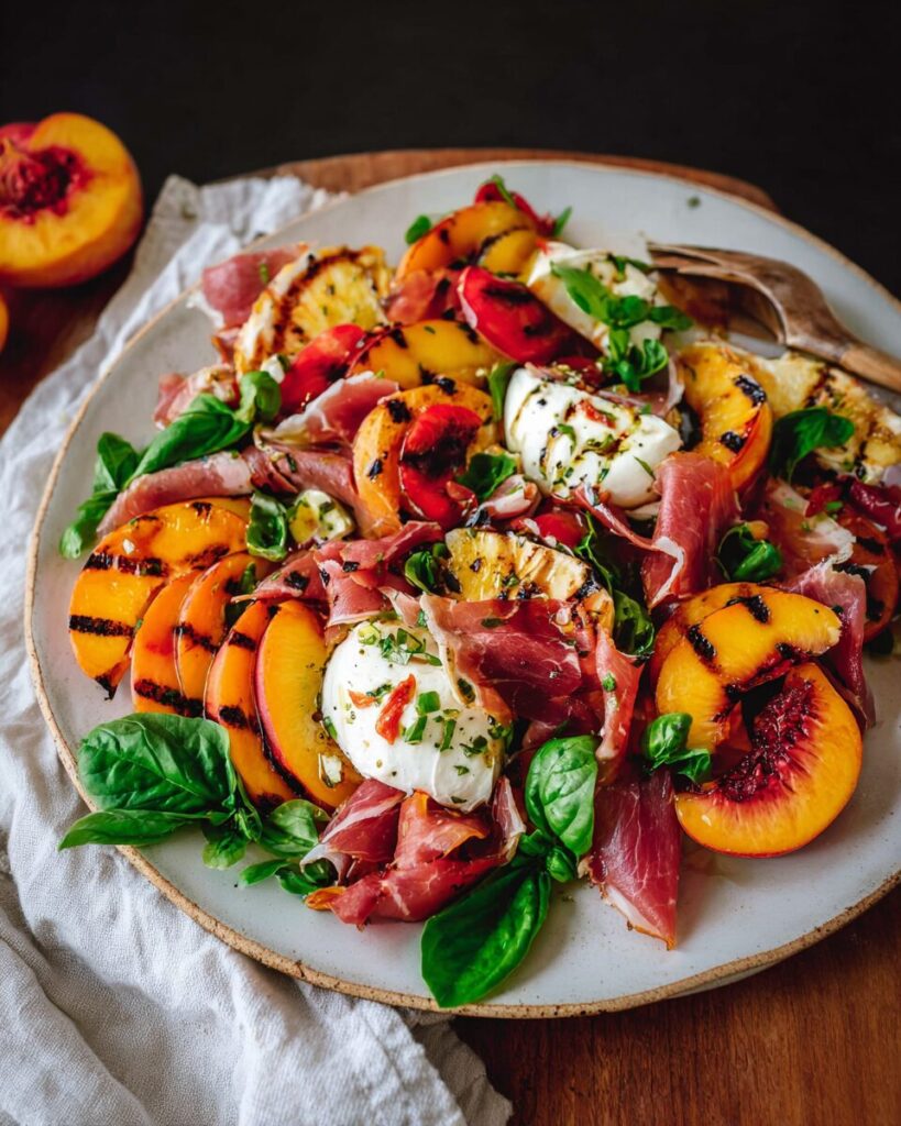 Grilled Nectarine Burrata Prosciutto Salad