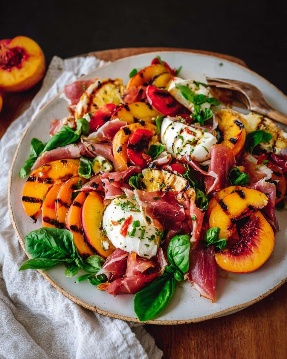 Grilled Nectarine Burrata Prosciutto Salad
