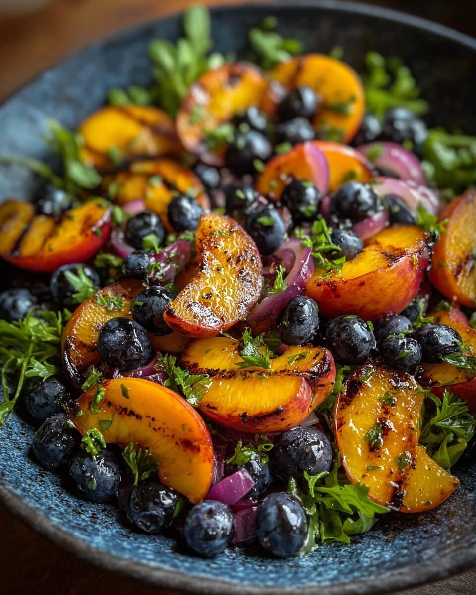 Grilled Peach Blueberry Salad