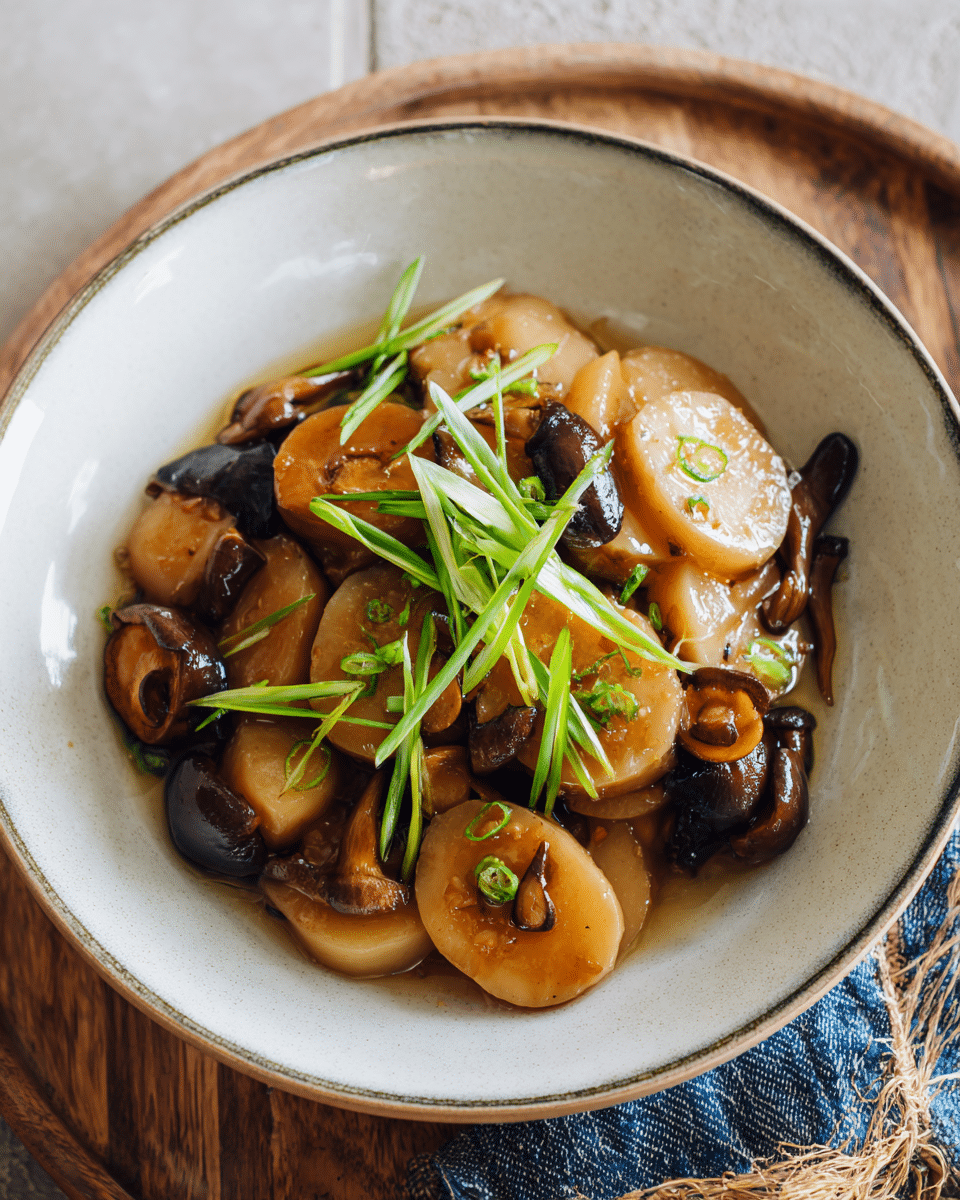 College-Friendly Braised Daikon & Shiitake Mushrooms