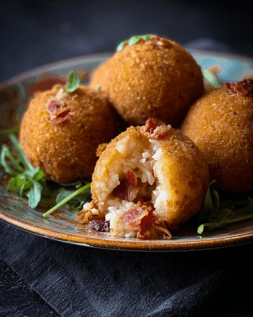 Crispy Sicilian Arancini with Taleggio & Pancetta