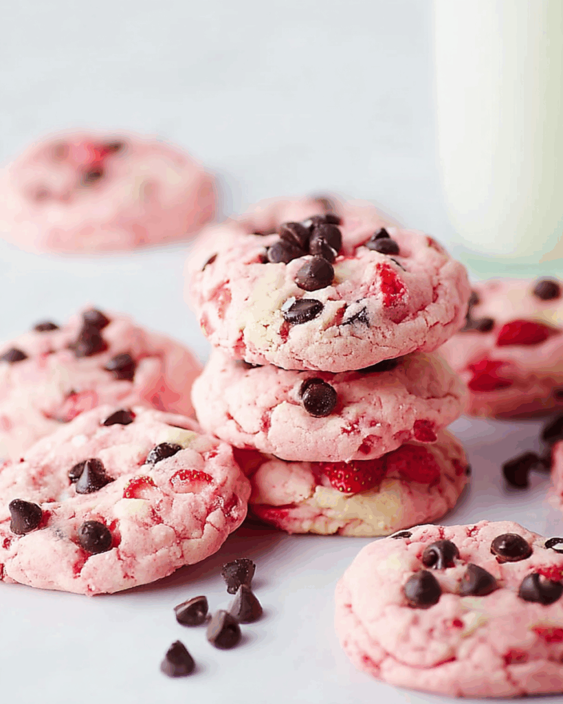 Strawberry Chocolate Chip Cake Mix Cookies