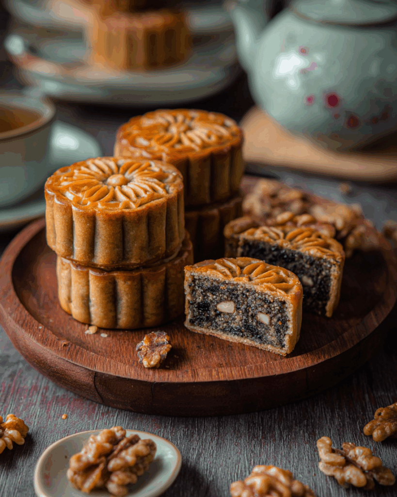 Homemade Black Sesame Mooncakes