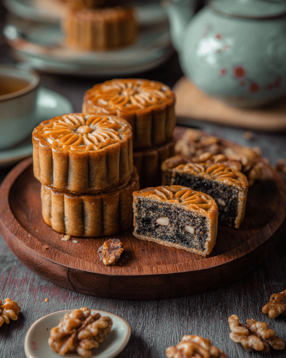Homemade Black Sesame Mooncakes