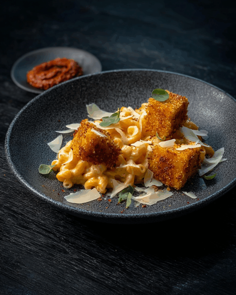 Fried Jalapeño Gruyère Mac & Cheese Bites with Tomato Pesto