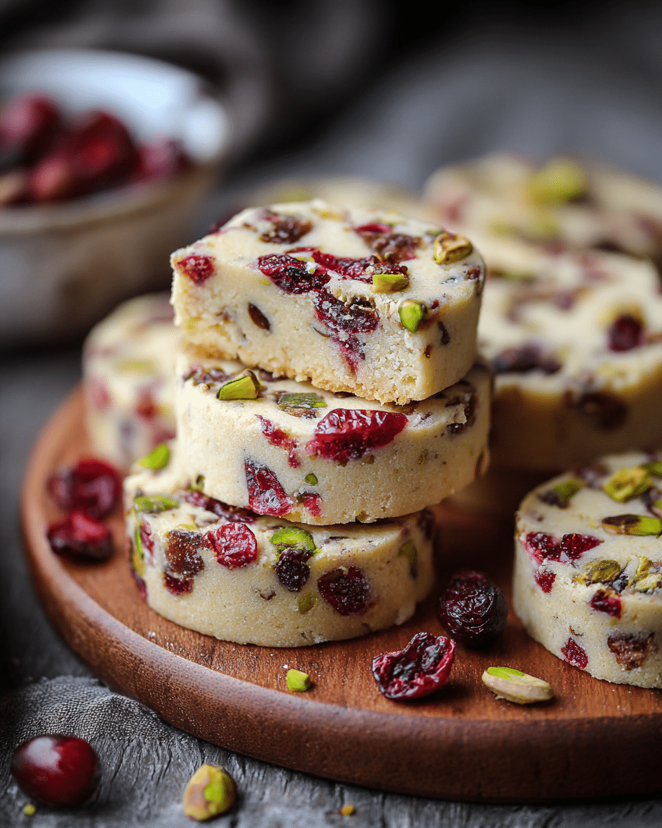 Festive Pistachio Cranberry Wreath Cookies