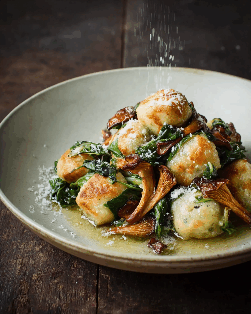 Ricotta Gnudi with Swiss Chard & Girolles