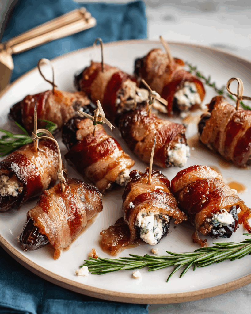 Blue Cheese Stuffed Bacon-Wrapped Dates