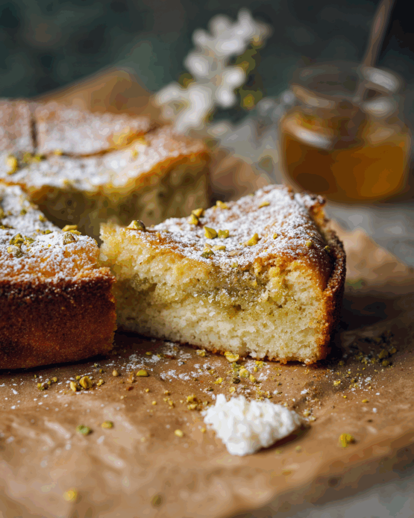 Buttery Pistachio Gooey Butter Cake