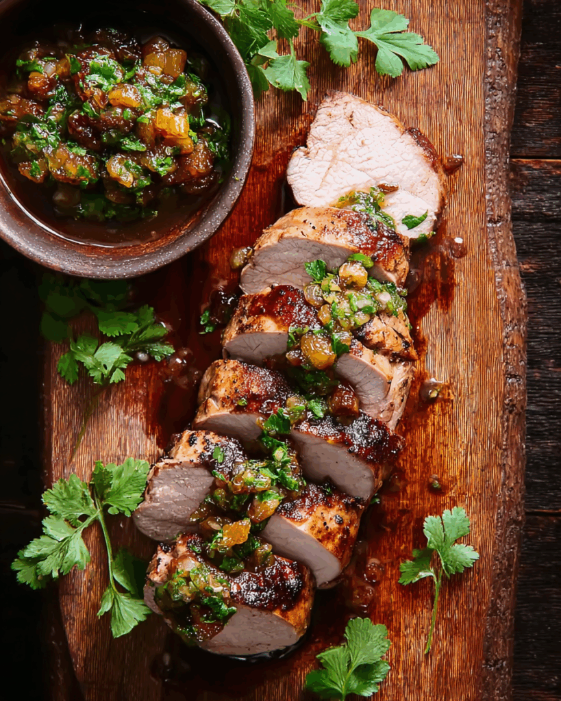 Pork Tenderloin with Date and Cilantro Relish