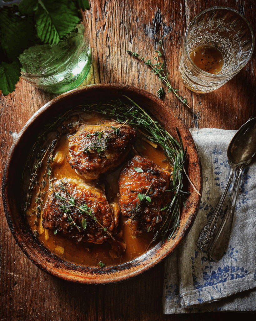 Tarragon and Brandy Braised Onion and Chicken