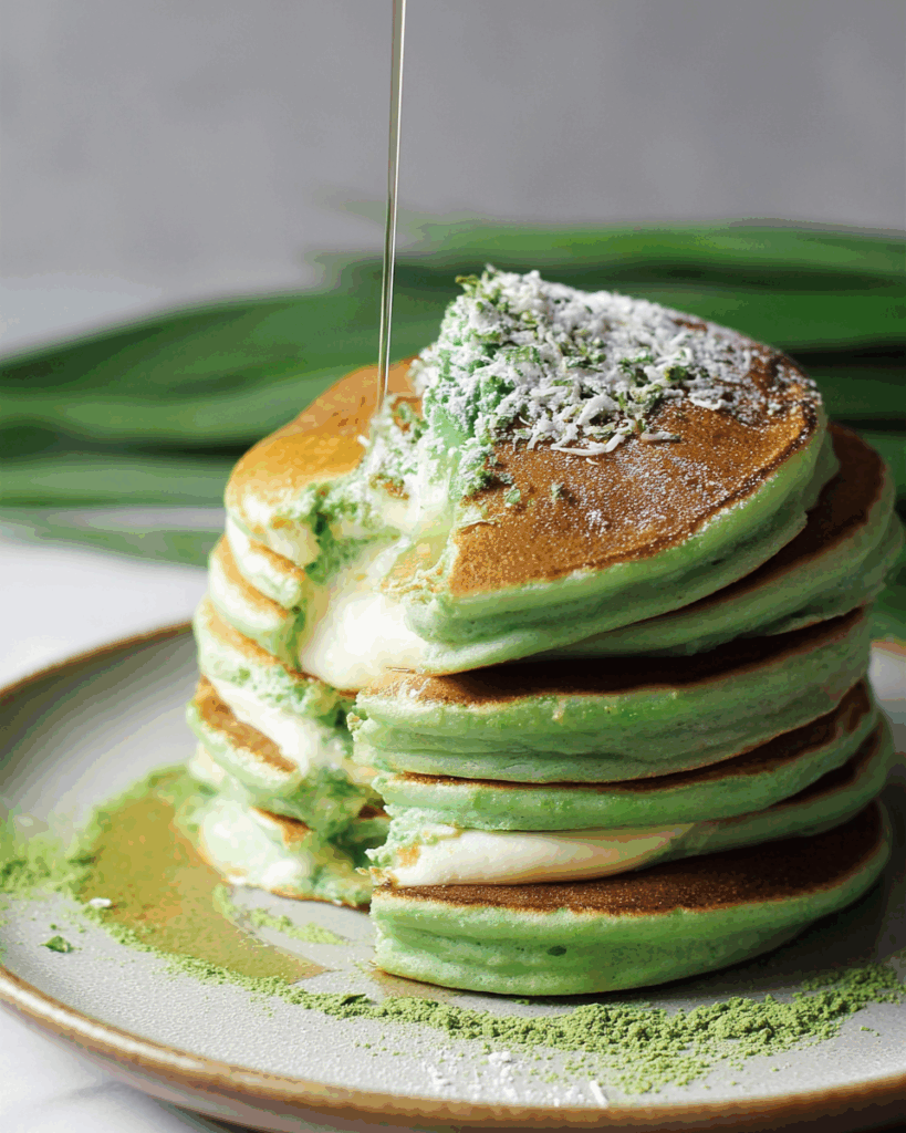 Pandan Pancakes with Coconut Custard Filling