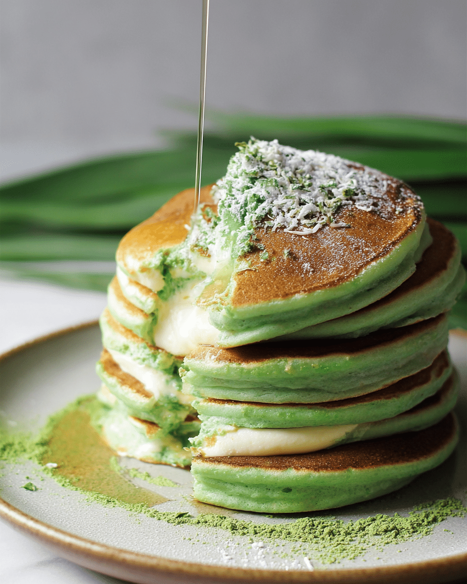 Pandan Pancakes with Coconut Custard Filling