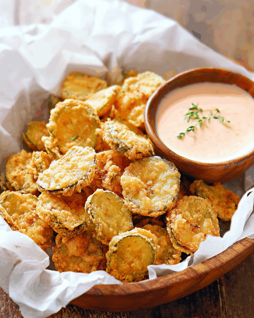 Crispy Buttermilk Fried Pickles with Spicy Red Hot Ranch