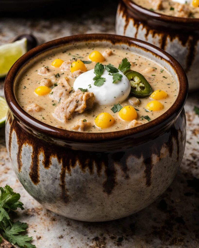 Crockpot White Chicken Chili with Cream Cheese