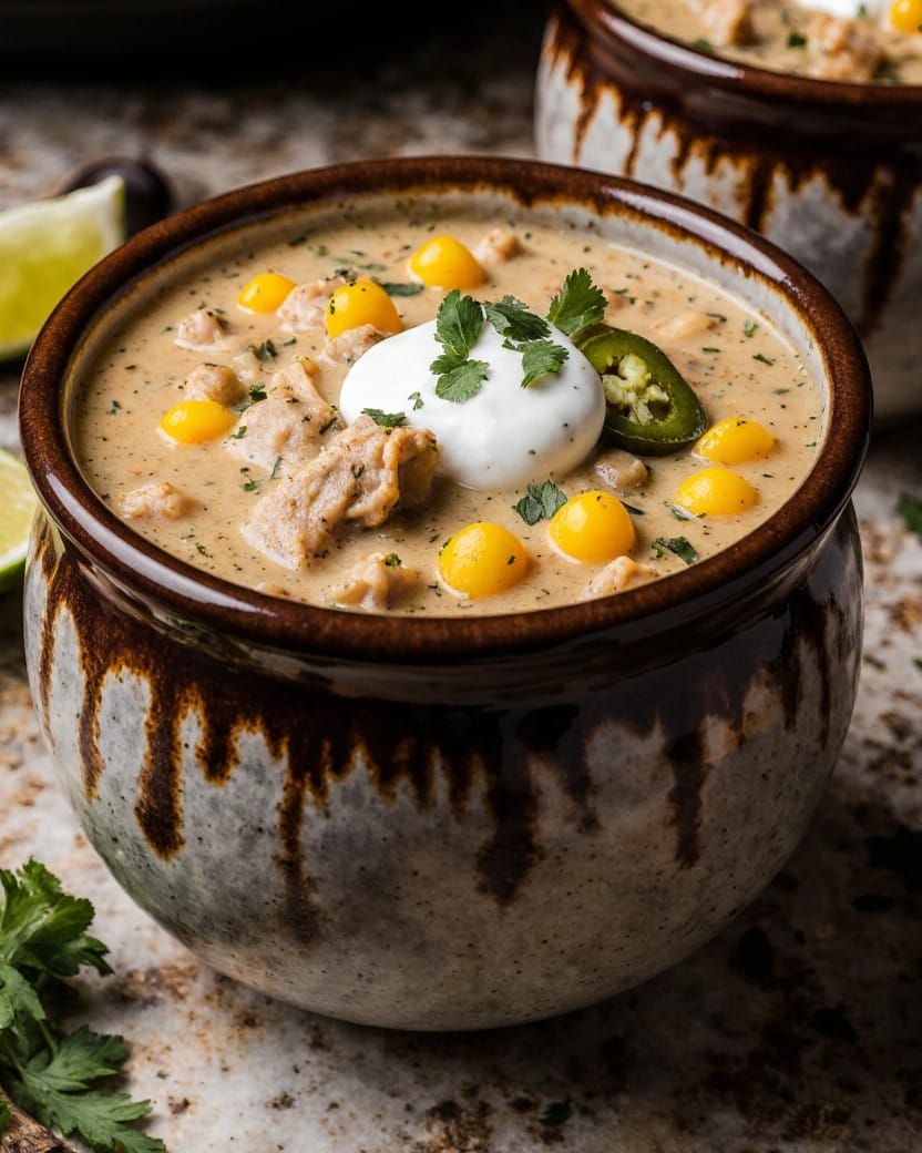 Crockpot White Chicken Chili with Cream Cheese
