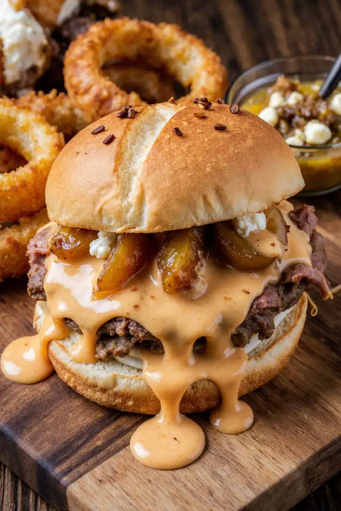 Roast Beef Sandwich with Creamy Cheddar Sauce