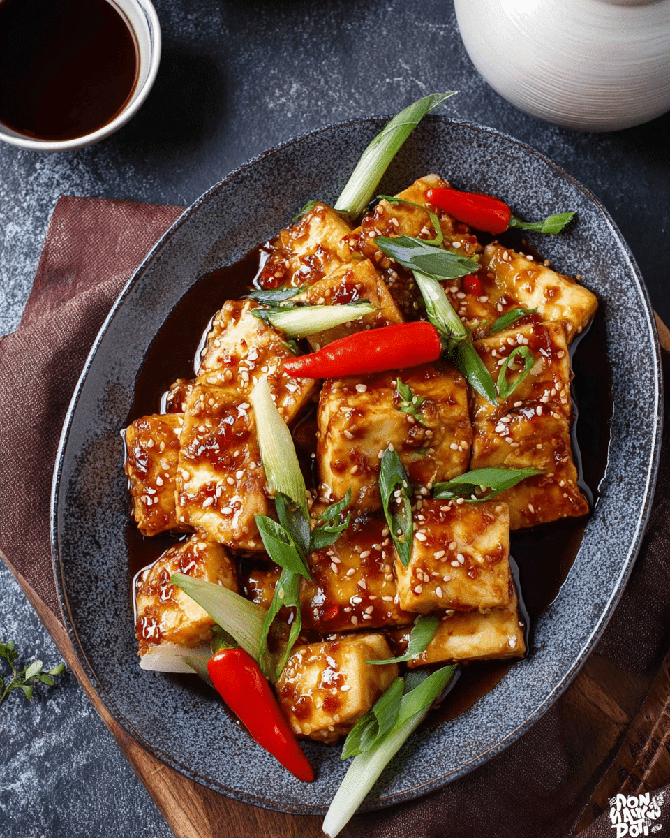 Crispy Pan-Fried Tofu in Garlic Sauce