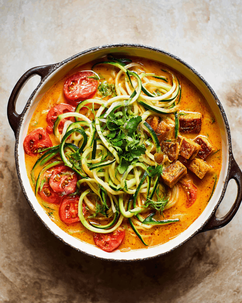 Zucchini Noodles in Tomato Coconut Broth