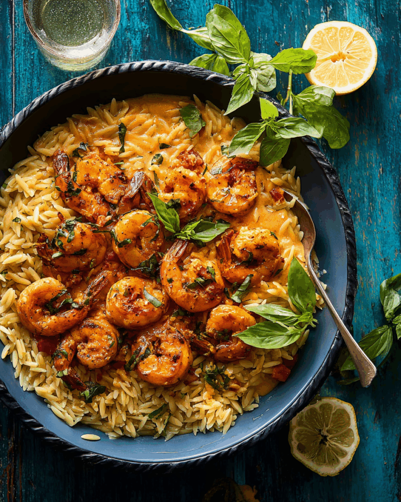 Spicy Southern Shrimp & Lemon Basil Orzo