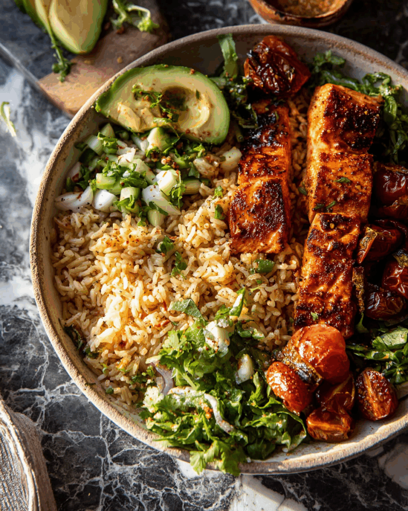 Chipotle Honey Salmon Rice Salad