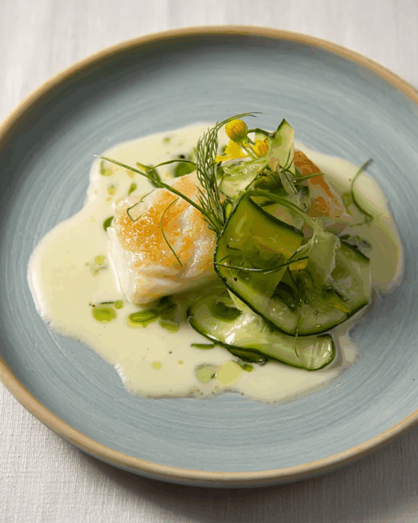 Turbot with Cucumber Beurre Blanc