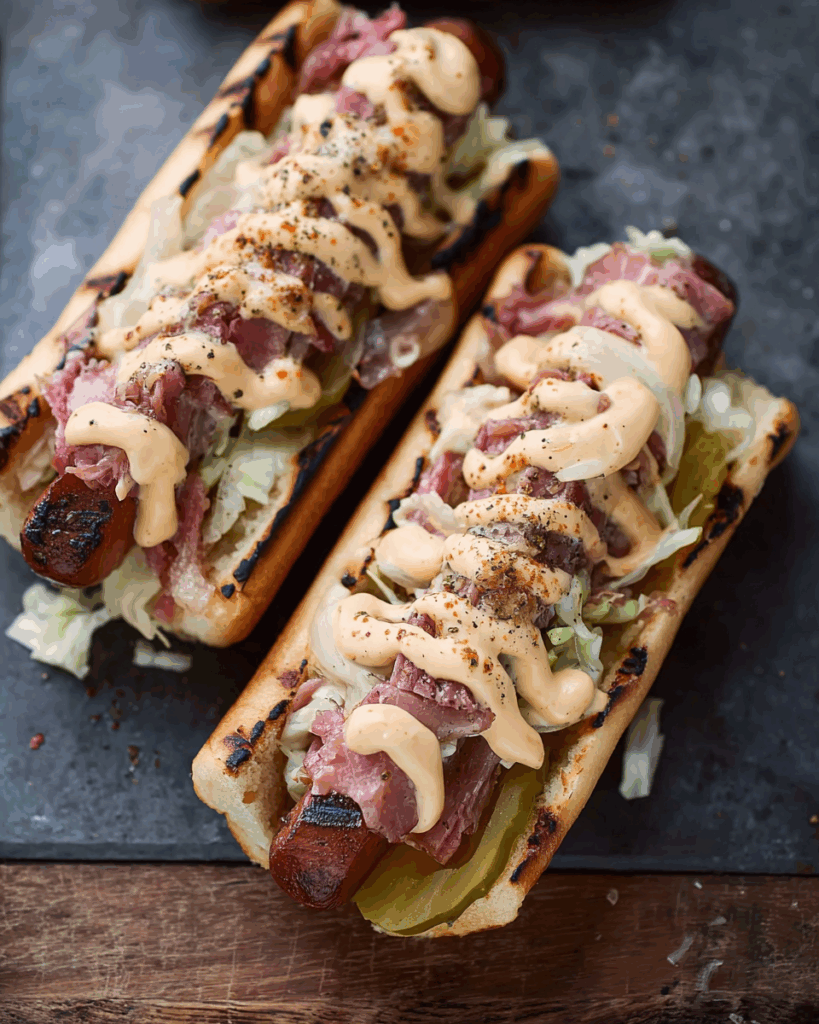 Grilled Reuben Dogs