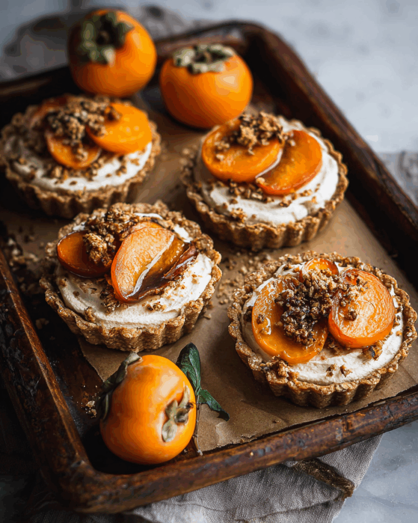 Brûléed Persimmon Tarts with Maple Cinnamon Cream Cheese