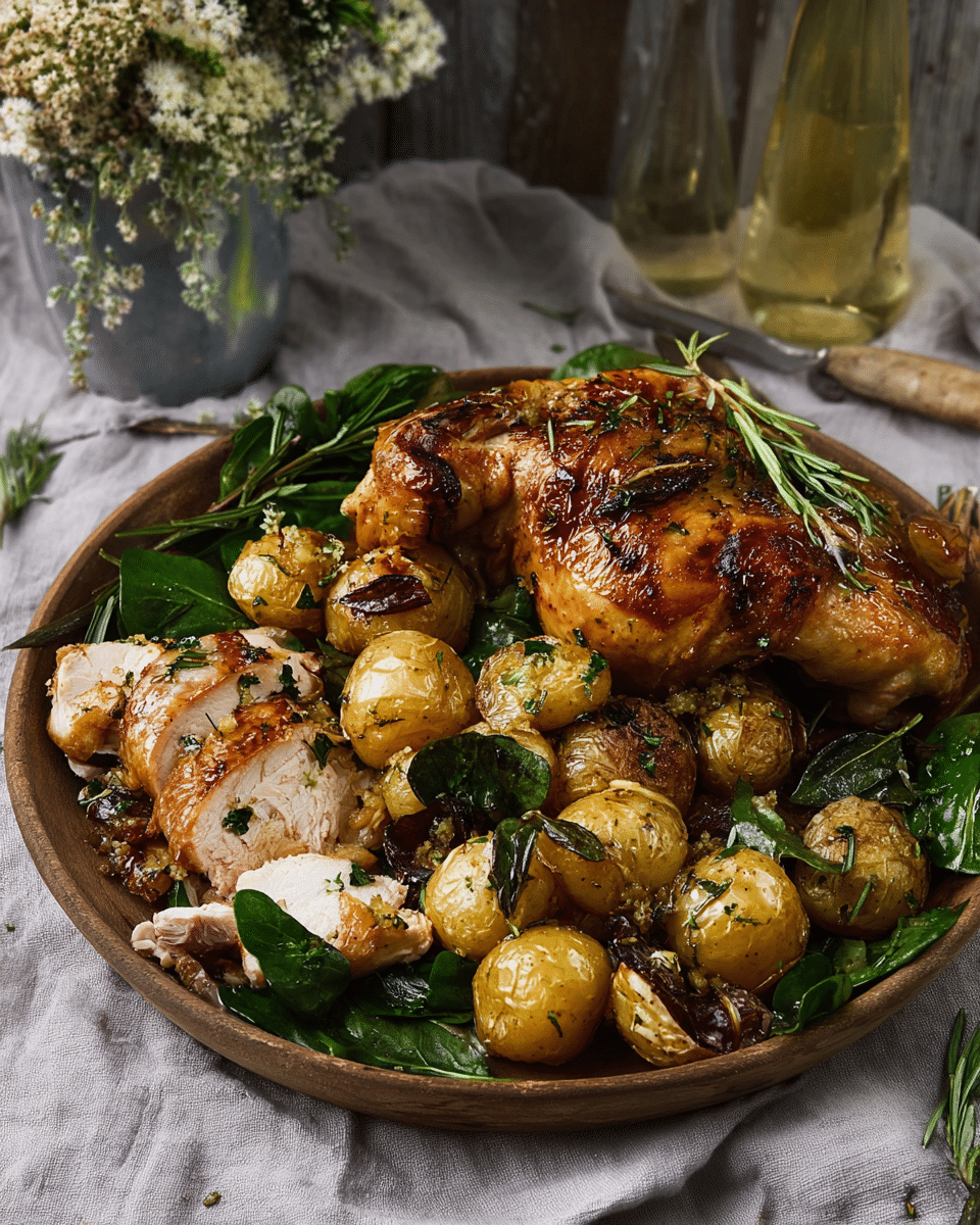 Tarragon-Vermouth Roast Chicken & Smashed Potato Salad