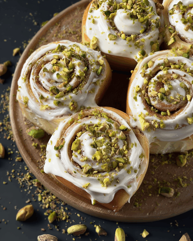 Pistachio Rolls with Cream Cheese Frosting