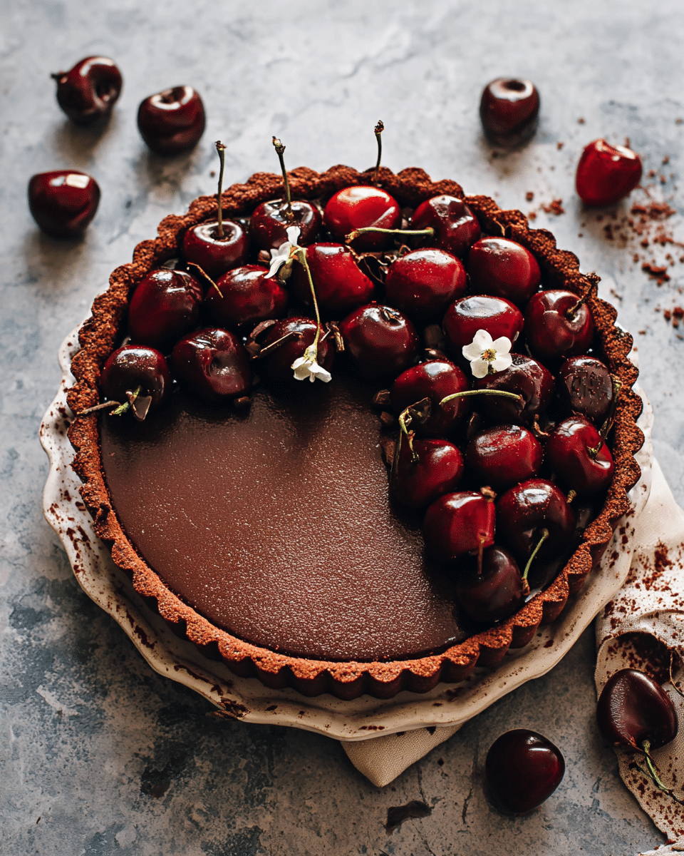 Cherry Chocolate Ganache Tart