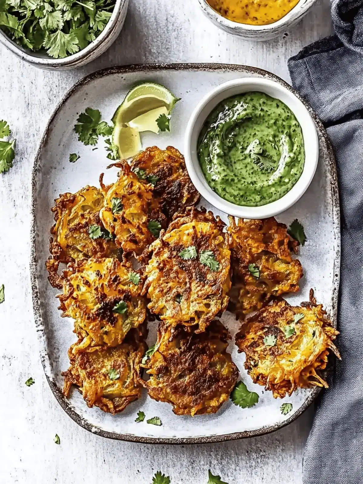 Onion Bhajis with Coriander Dip