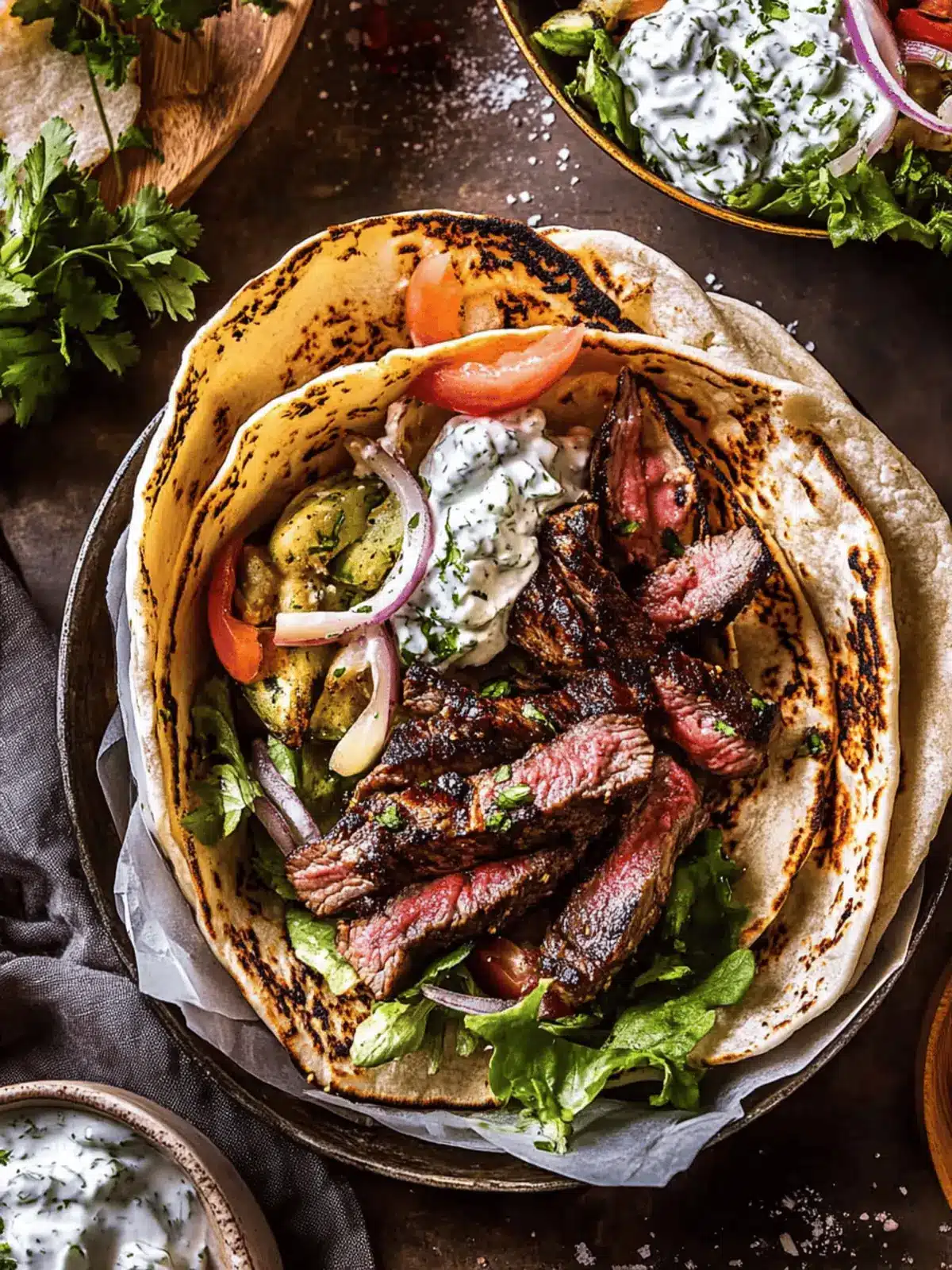 Sheet Pan Steak Gyros with Feta Tzatziki for Easy Flavor! 2 Sheet Pan Steak Gyros with Feta Tzatziki Sauce