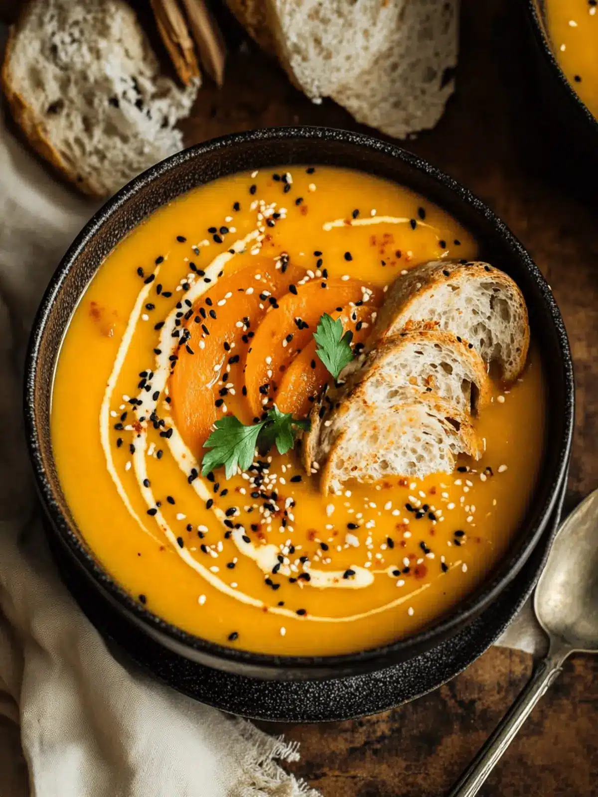 Spicy Sesame Carrot Soup with Red Lentils