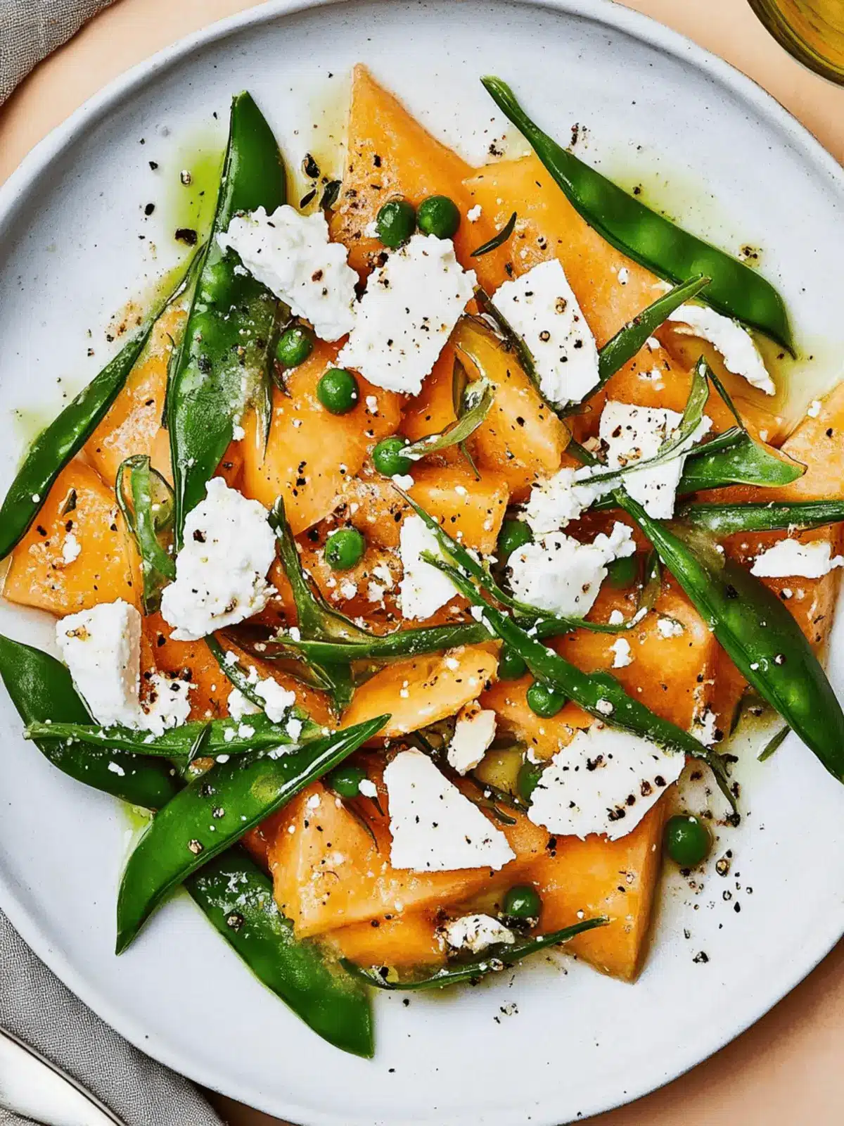 Cantaloupe With Sugar Snap Peas and Ricotta Salata